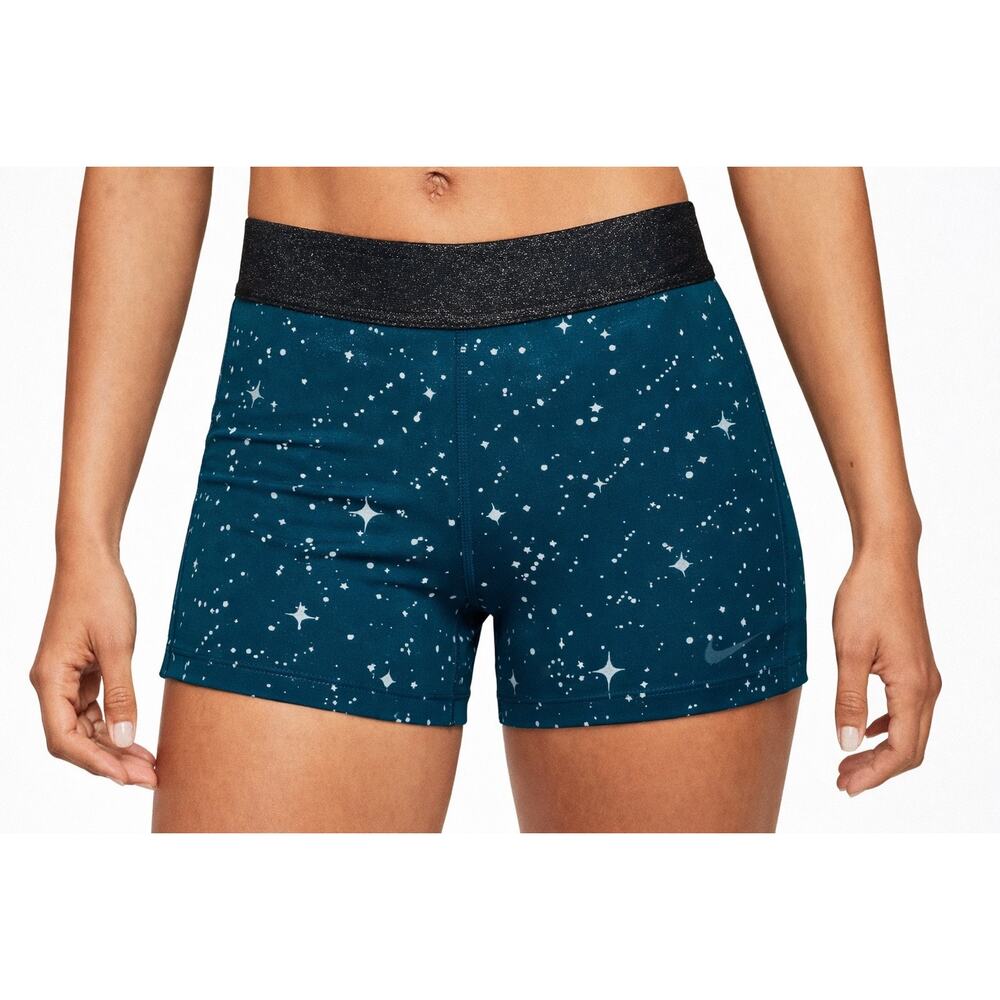 Nike Pro Dri-FIT Galaxy Print Compression Shorts Blue Black Elastic Waist Sz XL